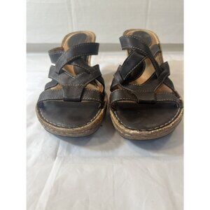 BORN Comfort Strappy Wedge Espadrille Sandals Womens Size 8